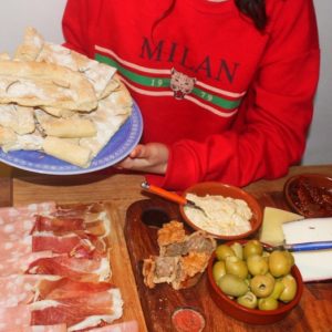 Christmas deli cheese and ham board